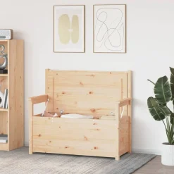 vidaXL Banco de madera maciza de pino 112,5x51,5x96,5 cm Natural Best