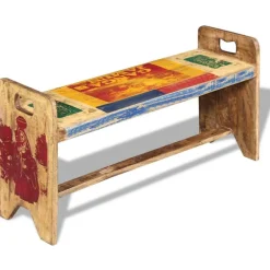 vidaXL Bancos-Banco de madera maciza reciclada 100x30x50 cm