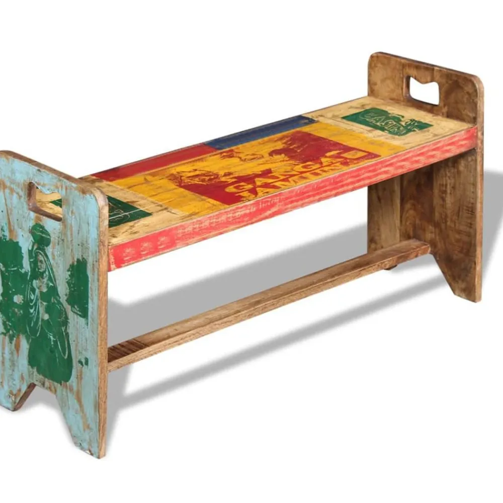 vidaXL Bancos-Banco de madera maciza reciclada 100x30x50 cm