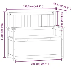 vidaXL Bancos-Banco de madera maciza de pino 112,5x51,5x96,5 cm