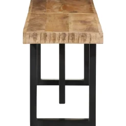 vidaXL Bancos-Banco de madera maciza de mango rugosa y acero 160 cm