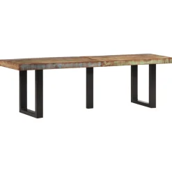 vidaXL Bancos-Banco de madera maciza reciclada y acero 160 cm