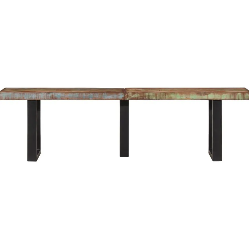 vidaXL Bancos-Banco de madera maciza reciclada y acero 160 cm