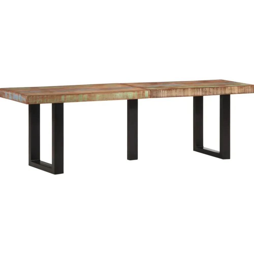 vidaXL Bancos-Banco de madera maciza reciclada y acero 160 cm
