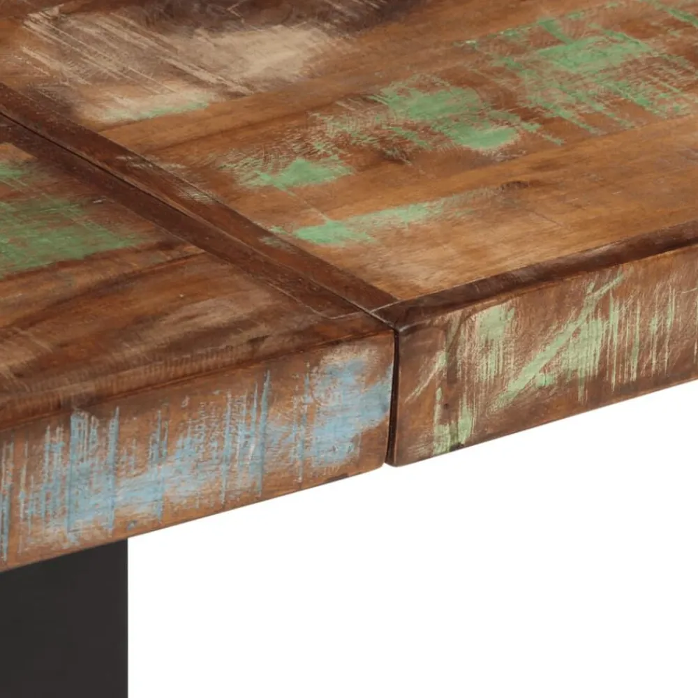 vidaXL Bancos-Banco de madera maciza reciclada y acero 160 cm