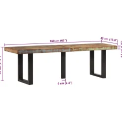 vidaXL Bancos-Banco de madera maciza reciclada y acero 160 cm