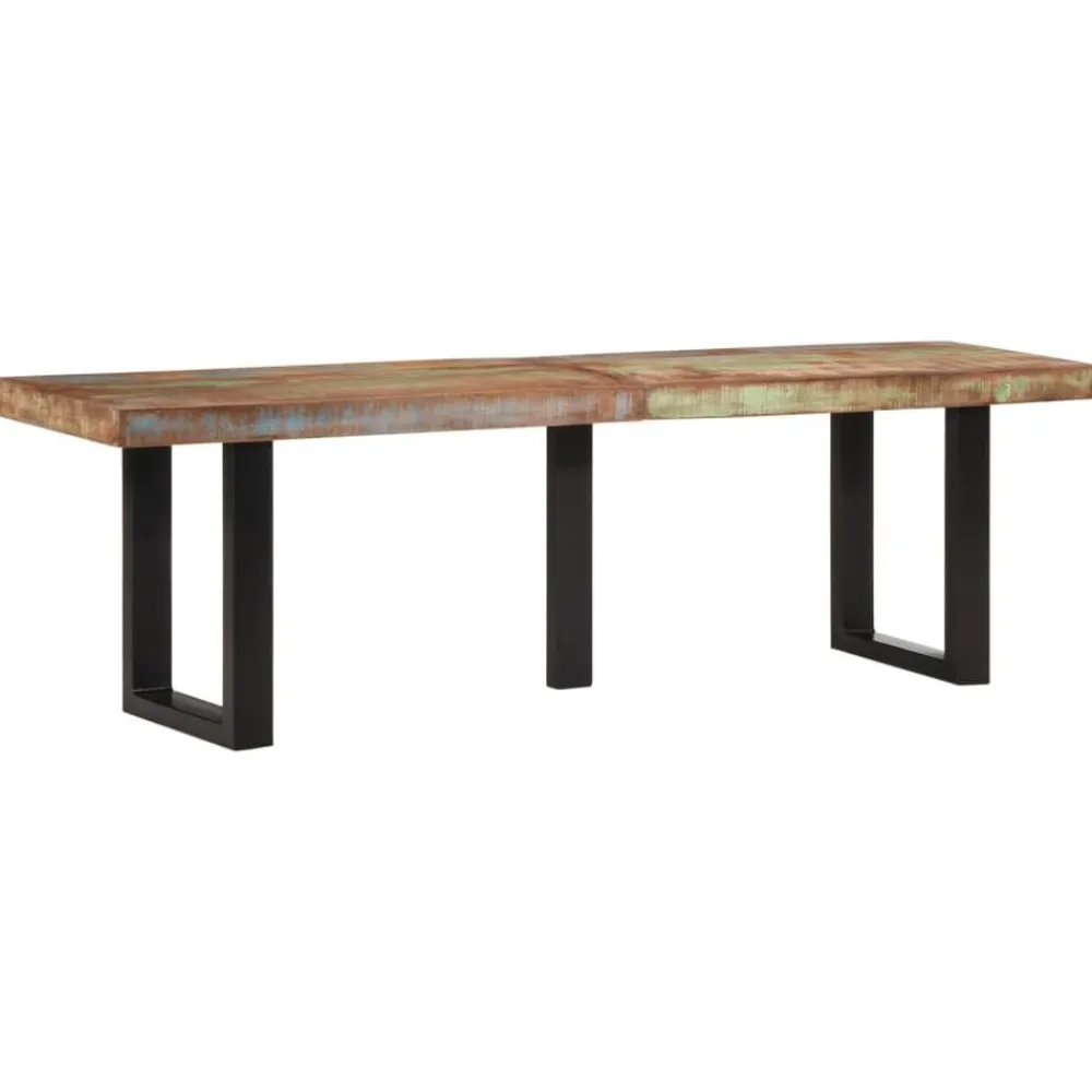 vidaXL Bancos-Banco de madera maciza reciclada y acero 160 cm