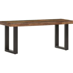vidaXL Banco de madera maciza reciclada y acero 110 cm Marr&oacute;n Hot