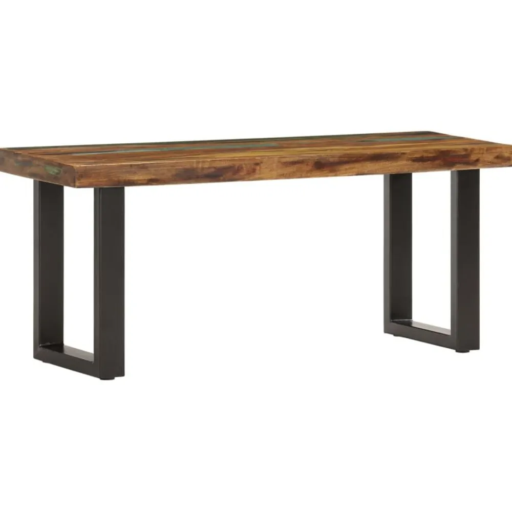 vidaXL Banco de madera maciza reciclada y acero 110 cm Marrón Hot