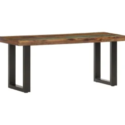 vidaXL Banco de madera maciza reciclada y acero 110 cm Marrón Hot