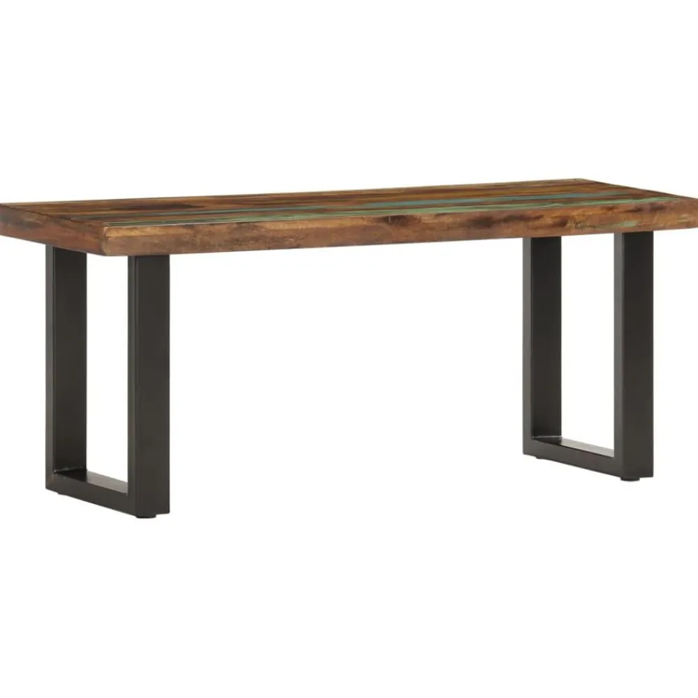 vidaXL Banco de madera maciza reciclada y acero 110 cm Marrón Hot