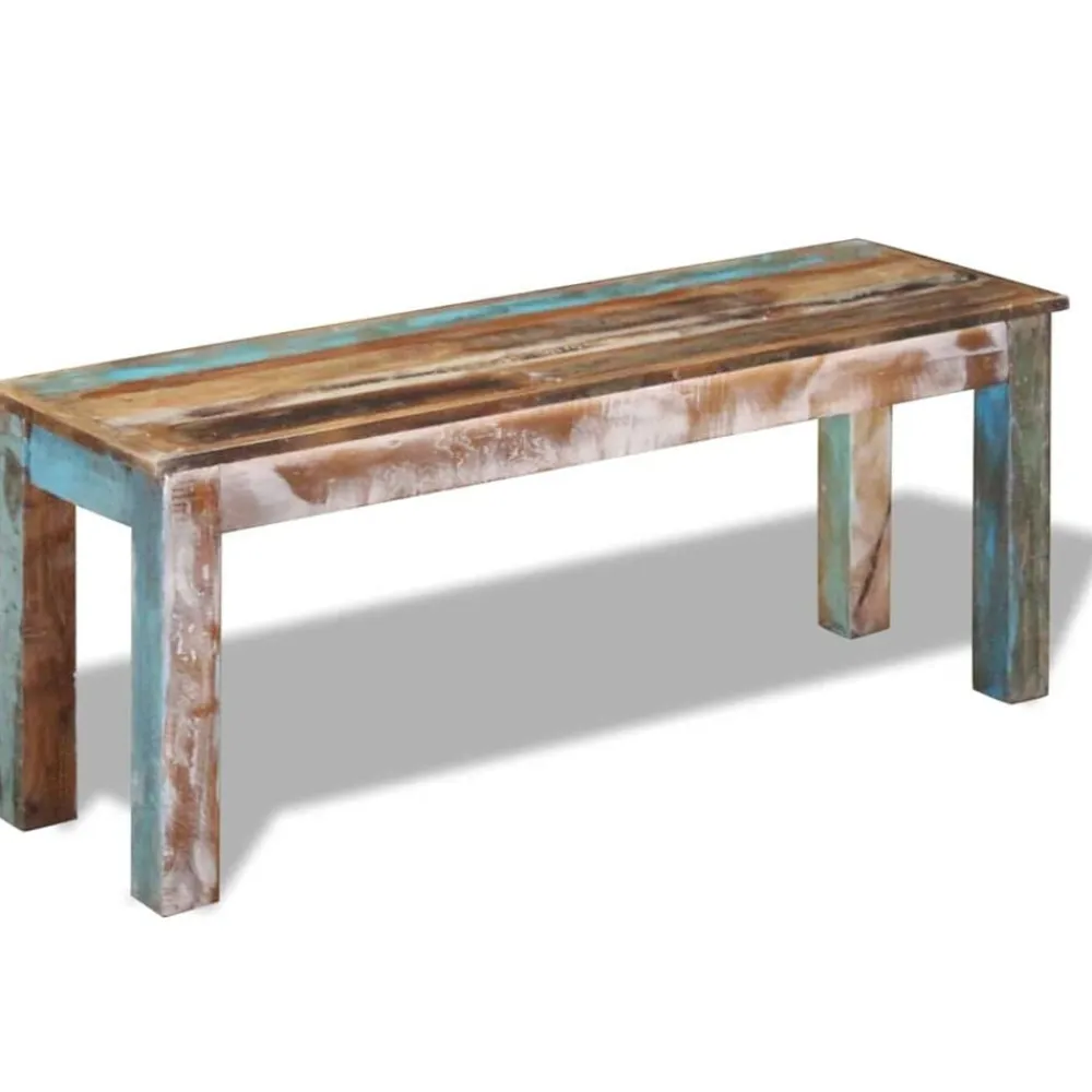 vidaXL Bancos-Banco de madera maciza reciclada 110x35x45 cm