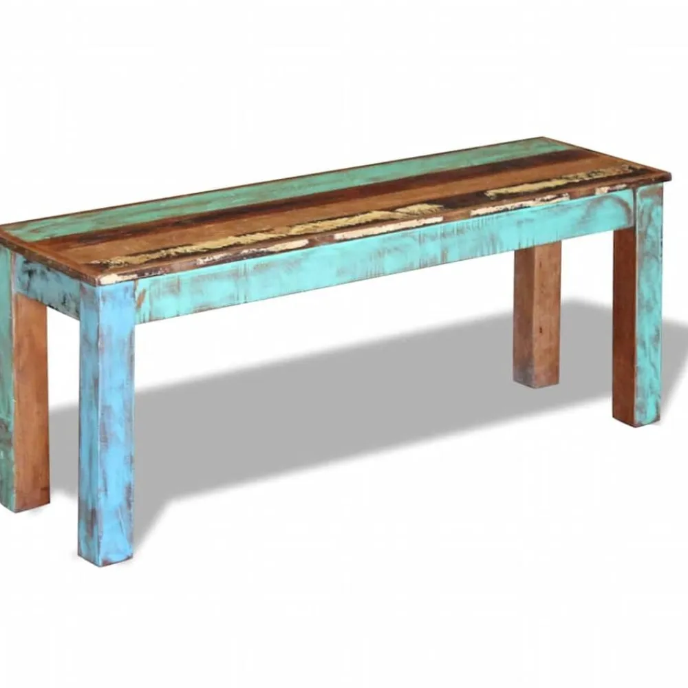 vidaXL Bancos-Banco de madera maciza reciclada 110x35x45 cm