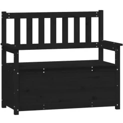 vidaXL Banco de madera maciza de pino 112,5x51,5x96,5 cm Negro Discount
