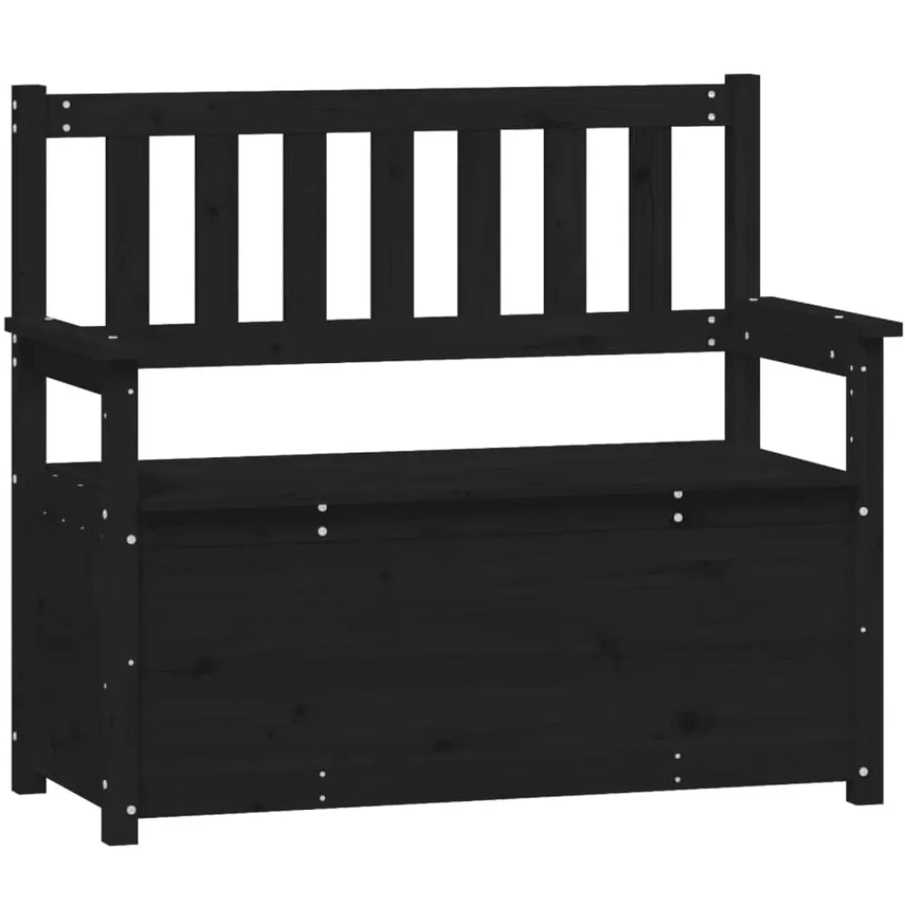 vidaXL Banco de madera maciza de pino 112,5x51,5x96,5 cm Negro Discount