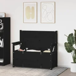 vidaXL Banco de madera maciza de pino 112,5x51,5x96,5 cm Negro Discount