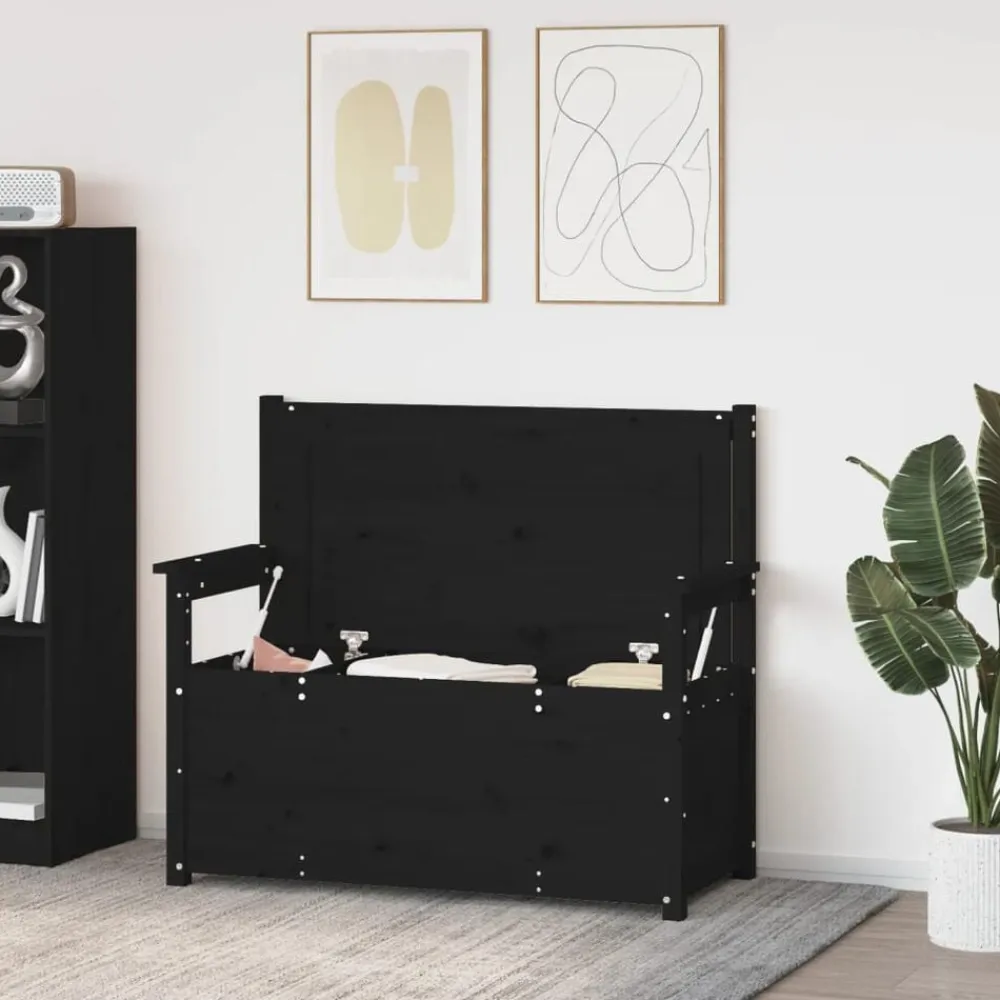 vidaXL Banco de madera maciza de pino 112,5x51,5x96,5 cm Negro Discount