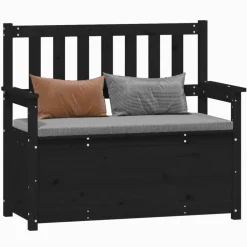 vidaXL Banco de madera maciza de pino 112,5x51,5x96,5 cm Negro Discount