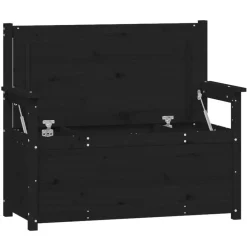 vidaXL Banco de madera maciza de pino 112,5x51,5x96,5 cm Negro Discount