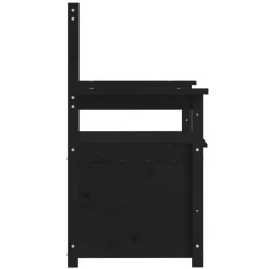 vidaXL Banco de madera maciza de pino 112,5x51,5x96,5 cm Negro Discount