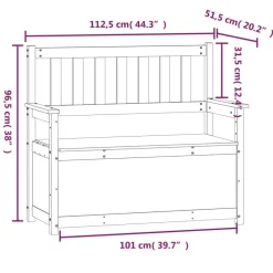 vidaXL Banco de madera maciza de pino 112,5x51,5x96,5 cm Negro Discount