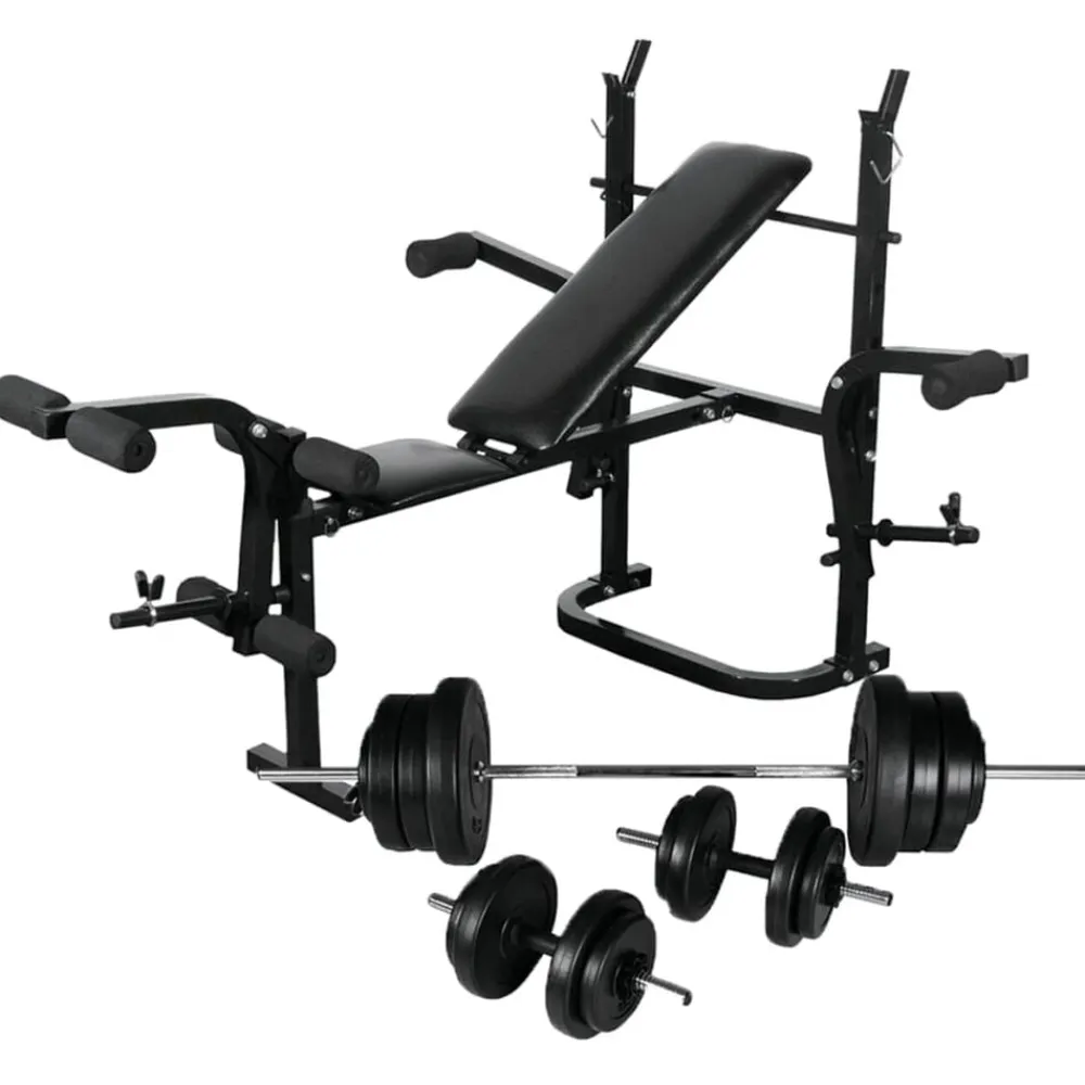 vidaXL Fitness Y Musculación-Banco de musculación barras y mancuernas 60,5 kg