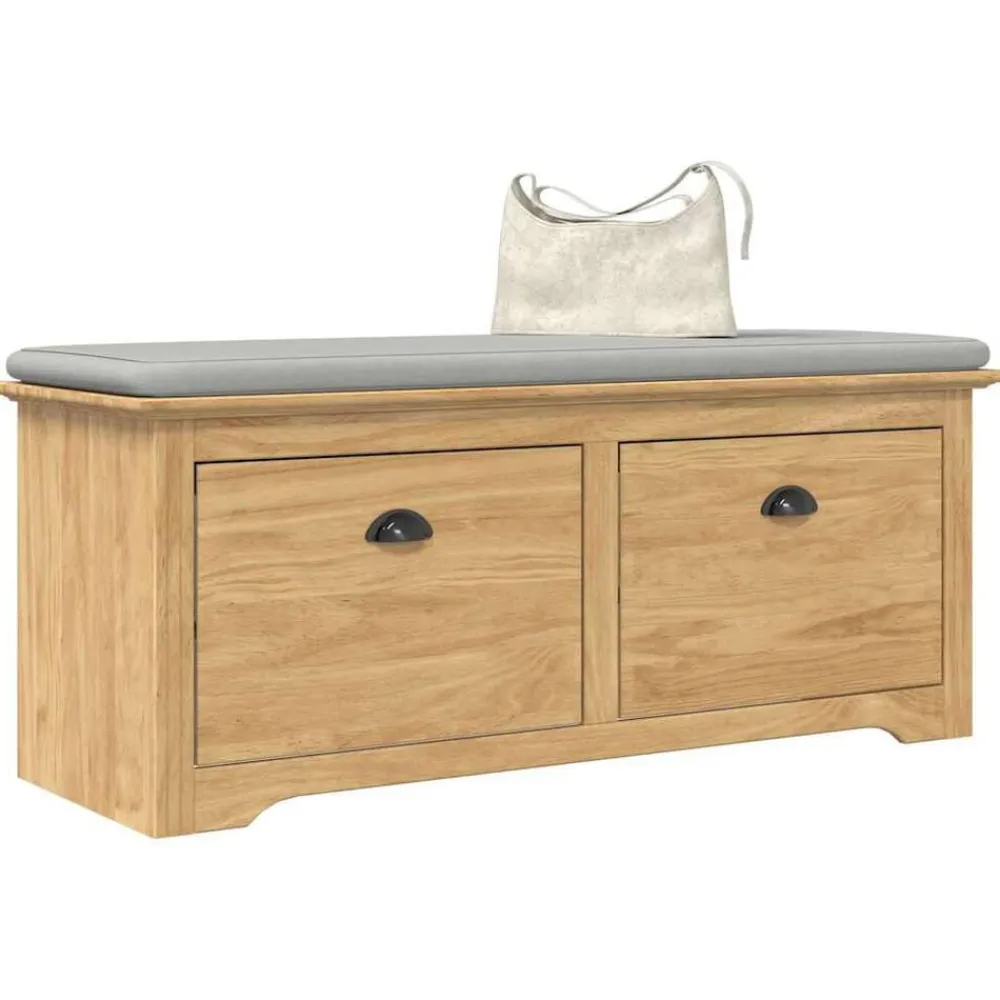 vidaXL Banco de pasillo con cajón BODO Marrón miel 118 x 40 x 50 cm Marrón miel Best