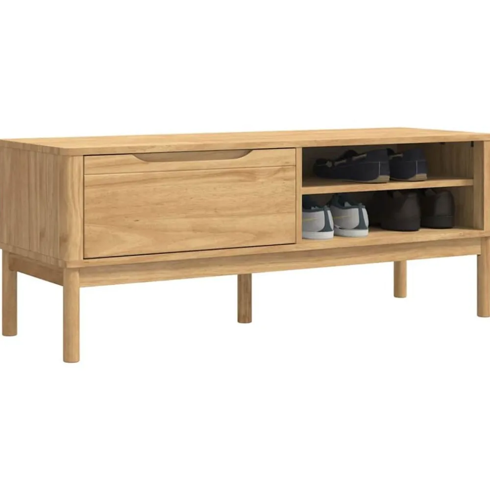 vidaXL Bancos-Banco de pasillo con cajón FLORO Marrón cera 115 x 40 x 45 cm