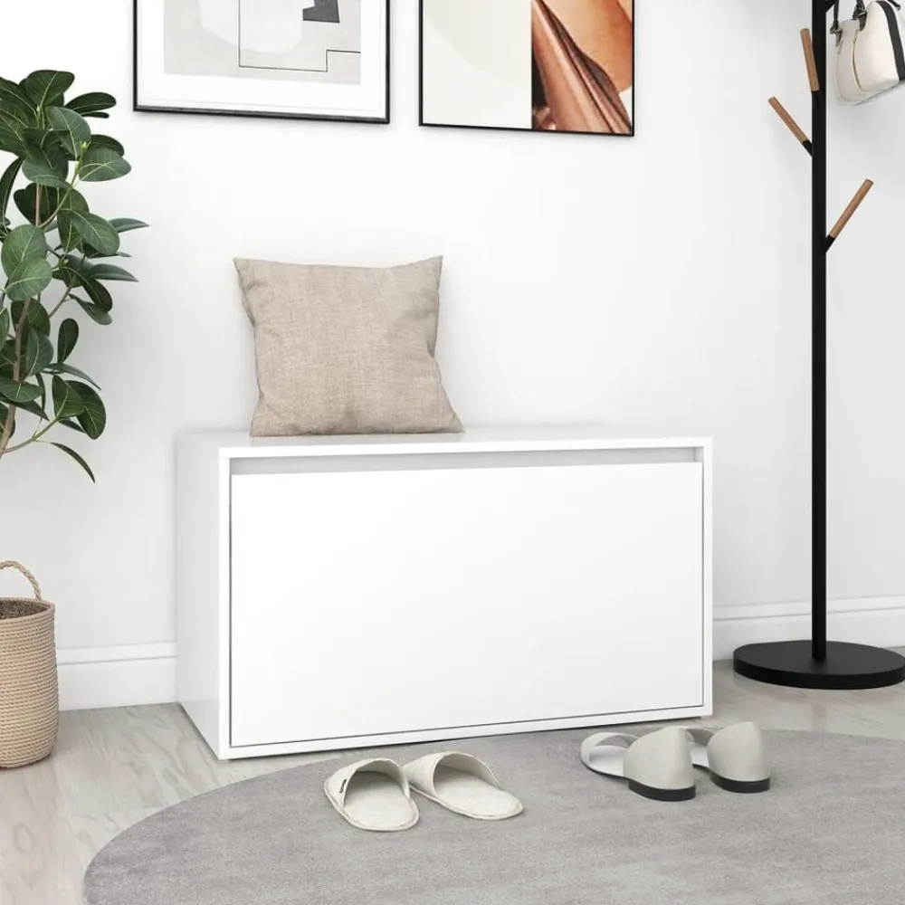 vidaXL Banco de pasillo de madera de ingeniería 80x40x45 cm Blanco