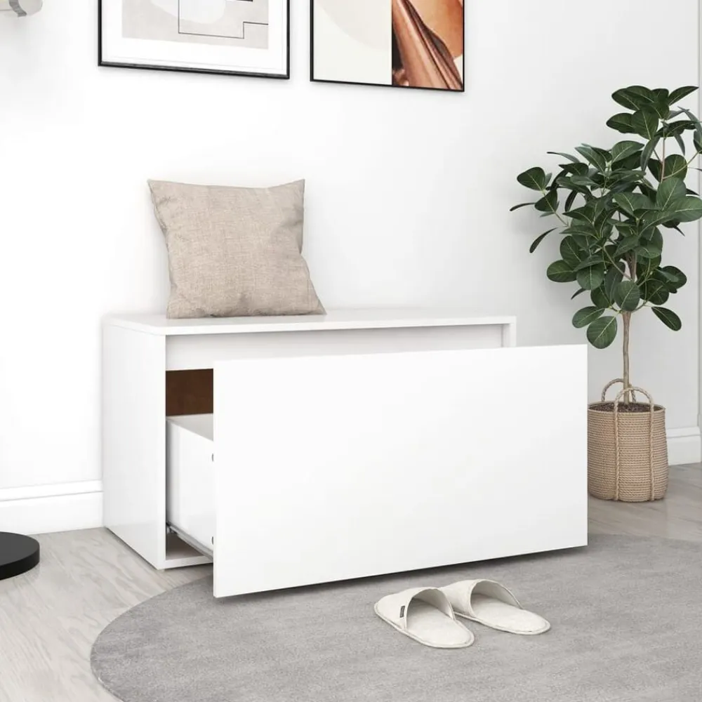 vidaXL Banco de pasillo de madera de ingeniería 80x40x45 cm Blanco