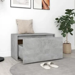 vidaXL Bancos-Banco de pasillo madera de ingeniería gris hormigón 80x40x45 cm
