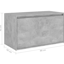 vidaXL Bancos-Banco de pasillo madera de ingeniería gris hormigón 80x40x45 cm