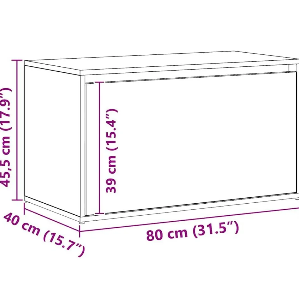 vidaXL Banco de pasillo roble artesanal 80x40x45 cm madera de ingeniería Roble artisan New