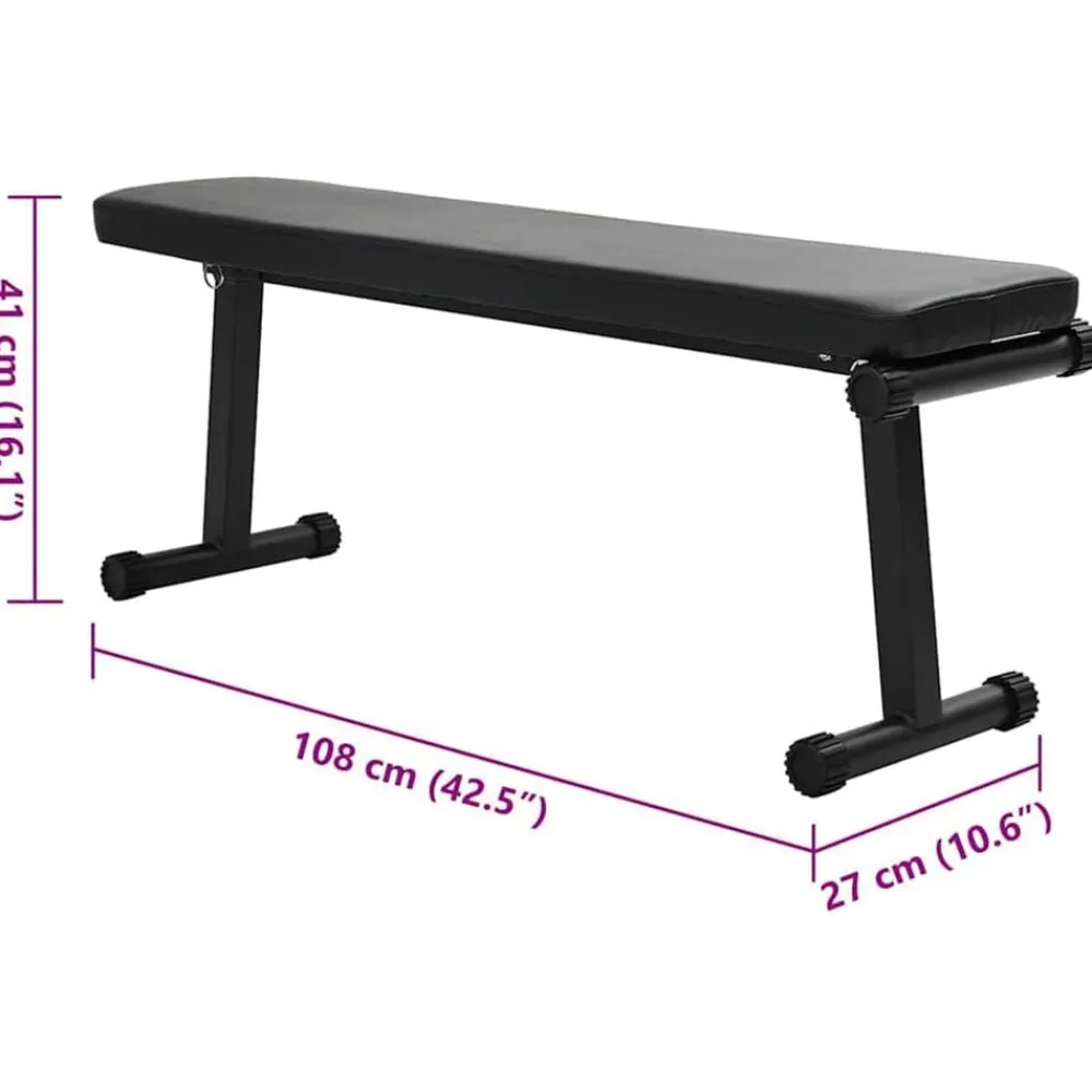 vidaXL Fitness Y Musculación-Banco de Pesas Manual Negro 108 x 27 x 41 cm