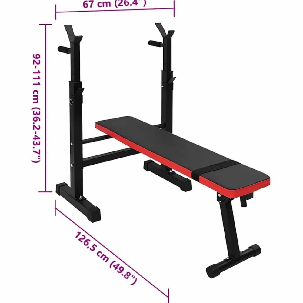VidaXL Banco de Pesas Manual Negro 126.5 x 67 x 111 cm Sale