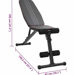 vidaXL Fitness Y Musculación-Banco de Pesas Manual Negro 131 x 41 x 110 cm