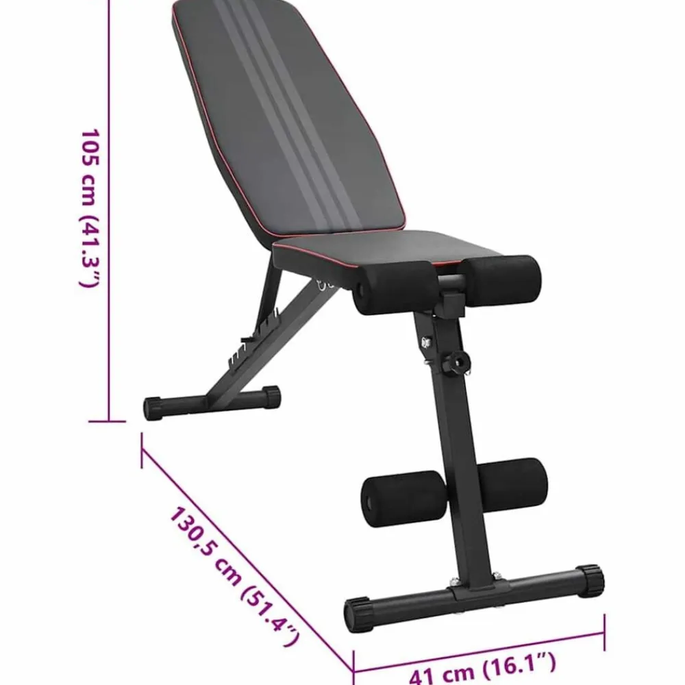 vidaXL Fitness Y Musculación-Banco de Pesas Manual Negro 131 x 41 x 110 cm