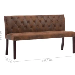 vidaXL Banco de piel de ante artificial marrón 148,5 cm Marrón