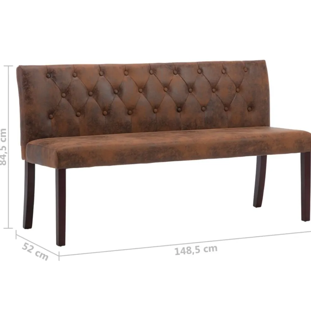 vidaXL Banco de piel de ante artificial marrón 148,5 cm Marrón