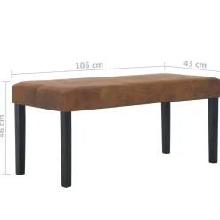 vidaXL Banco de piel de ante artificial 106 cm marrón Marrón Discount