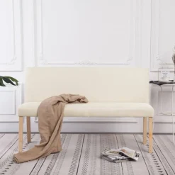 vidaXL Banco de poliéster 139,5 cm color Crema Online