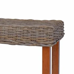 vidaXL Banco de ratán kubu natural y madera maciza de caoba 110 cm Marr&oacute;n Hot