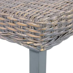 vidaXL Banco de ratán kubu y madera maciza de caoba 110 cm Gris Discount