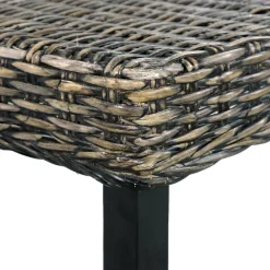 vidaXL Banco de ratán kubu y madera maciza de caoba 110 cm Negro Discount