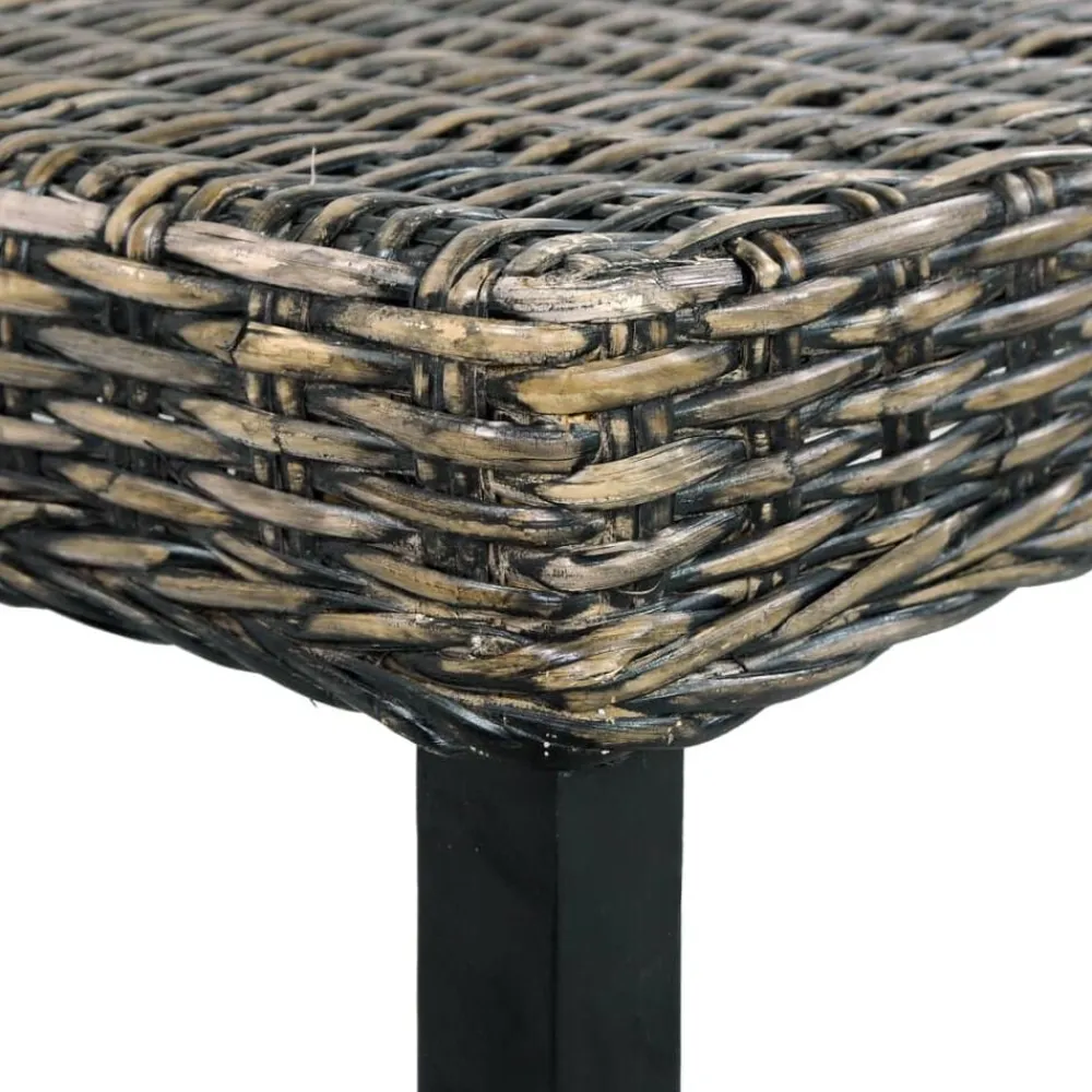 vidaXL Banco de ratán kubu y madera maciza de caoba 110 cm Negro Discount