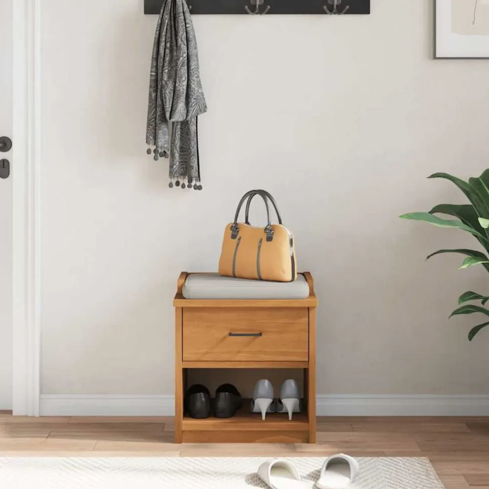 vidaXL Bancos-Banco de recibidor SANDNES madera maciza de pino 45x40x50 cm