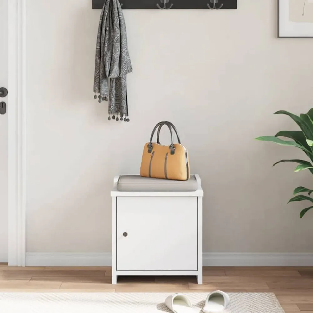 vidaXL Banco de recibidor SANDNES madera maciza pino 45x40x50cm Blanco Discount