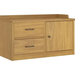 vidaXL Banco de recibidor SANDNES madera maciza de pino 87x40x50 cm Acabado de nogal Discount