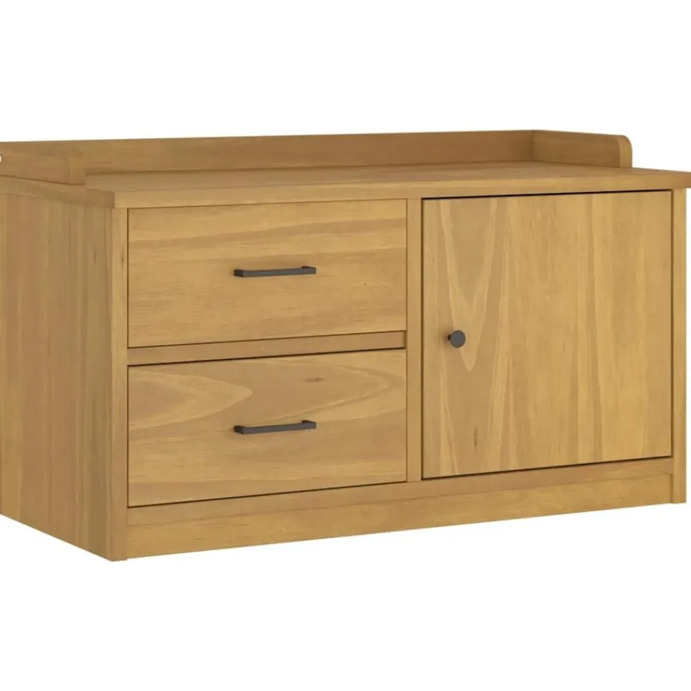 vidaXL Banco de recibidor SANDNES madera maciza de pino 87x40x50 cm Acabado de nogal Discount