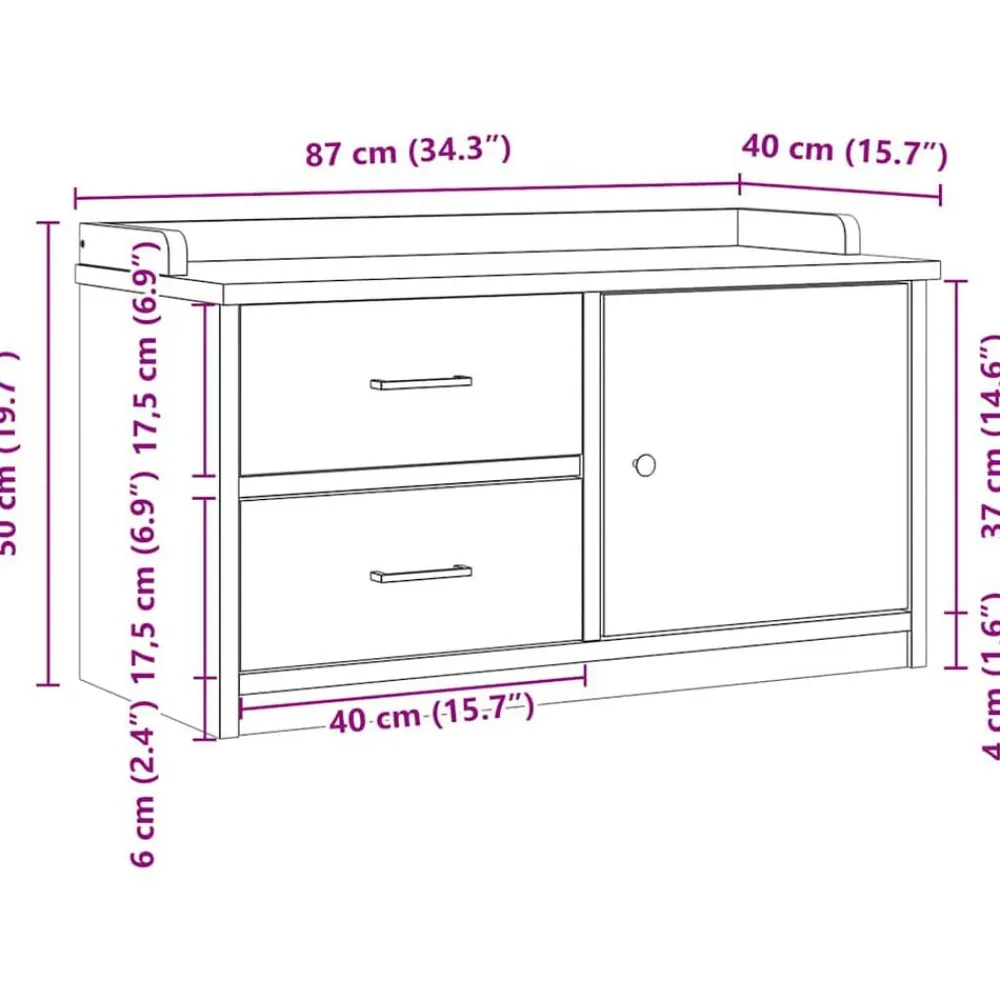 vidaXL Banco de recibidor SANDNES madera maciza de pino 87x40x50 cm Acabado de nogal Discount